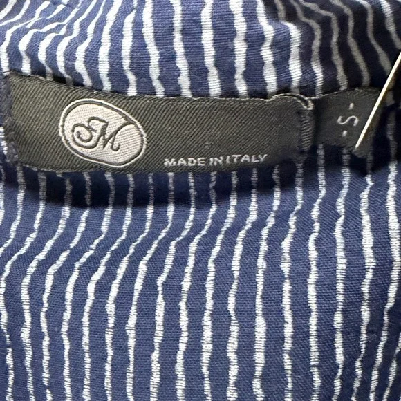 M Made in Italy Knot Front Shirt Dress Womens S Blue Striped Cotton Button Down - Picture 10 of 13